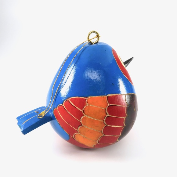 Bird Gourd Ornament, Hand-Painted, Whimsical - Picture 6 of 8